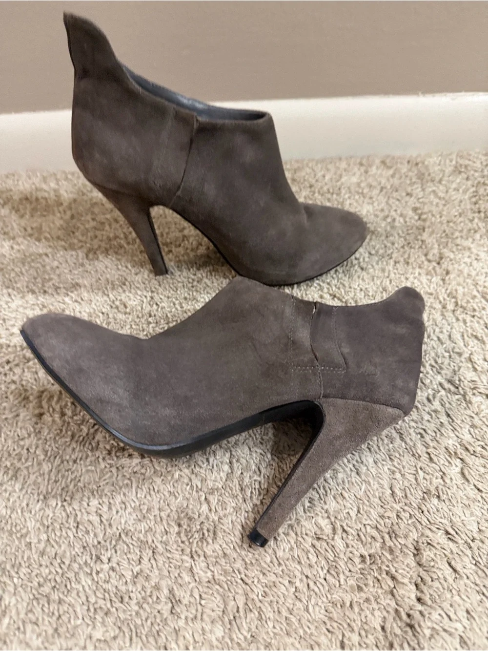Very Volatile Taupe Suede Pointed Ankle Booties